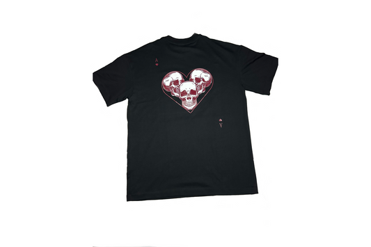 Old Style Black Oversized T-shirt Ace of Hearts